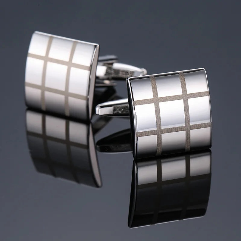 Cufflinks For Men Luxury Silvery Cuffs Retro Metal Cuff Links Mens French Square Button Shirts Business Jewelry Gift For Wedding