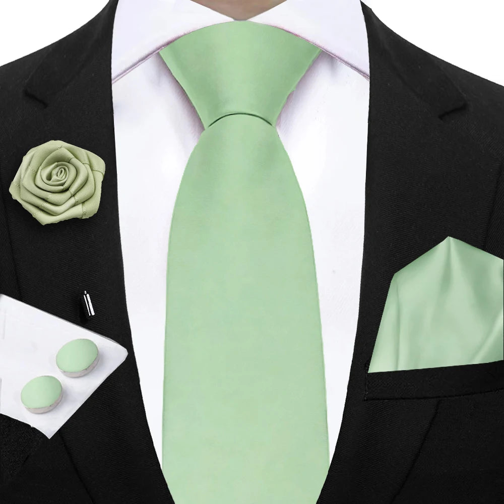 Women & Men Ties Solid NeckTie Pocket Square Brooch Set Men's Wedding Pink Blue Purple Tie Suit Accessories Fit Group Holiday Party