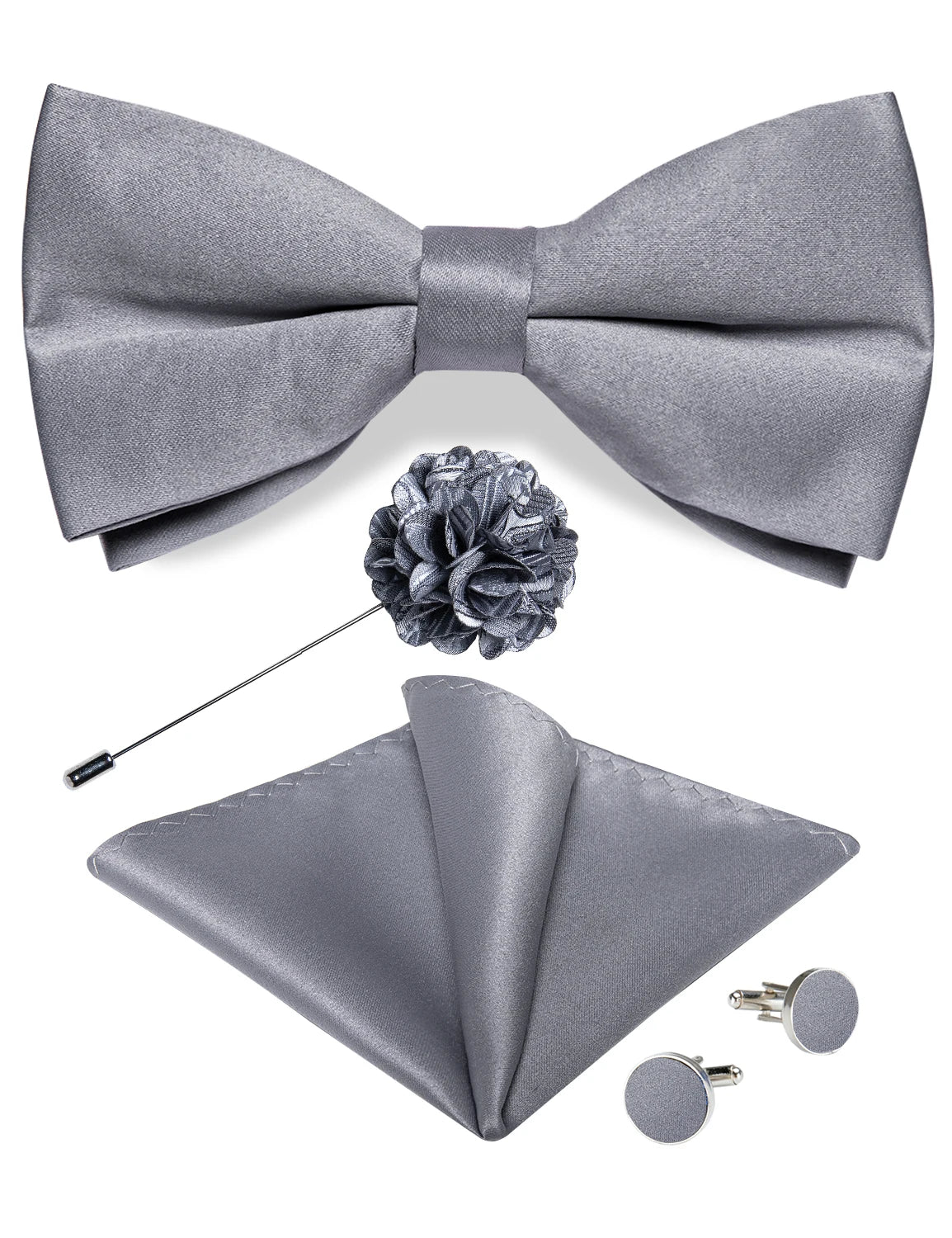 Wedding Bow Tie for Men Classic Red Pre-tied Bowtie Cufflinks Corsage Set for Party Butterfly Knot Gift Man Accessories
