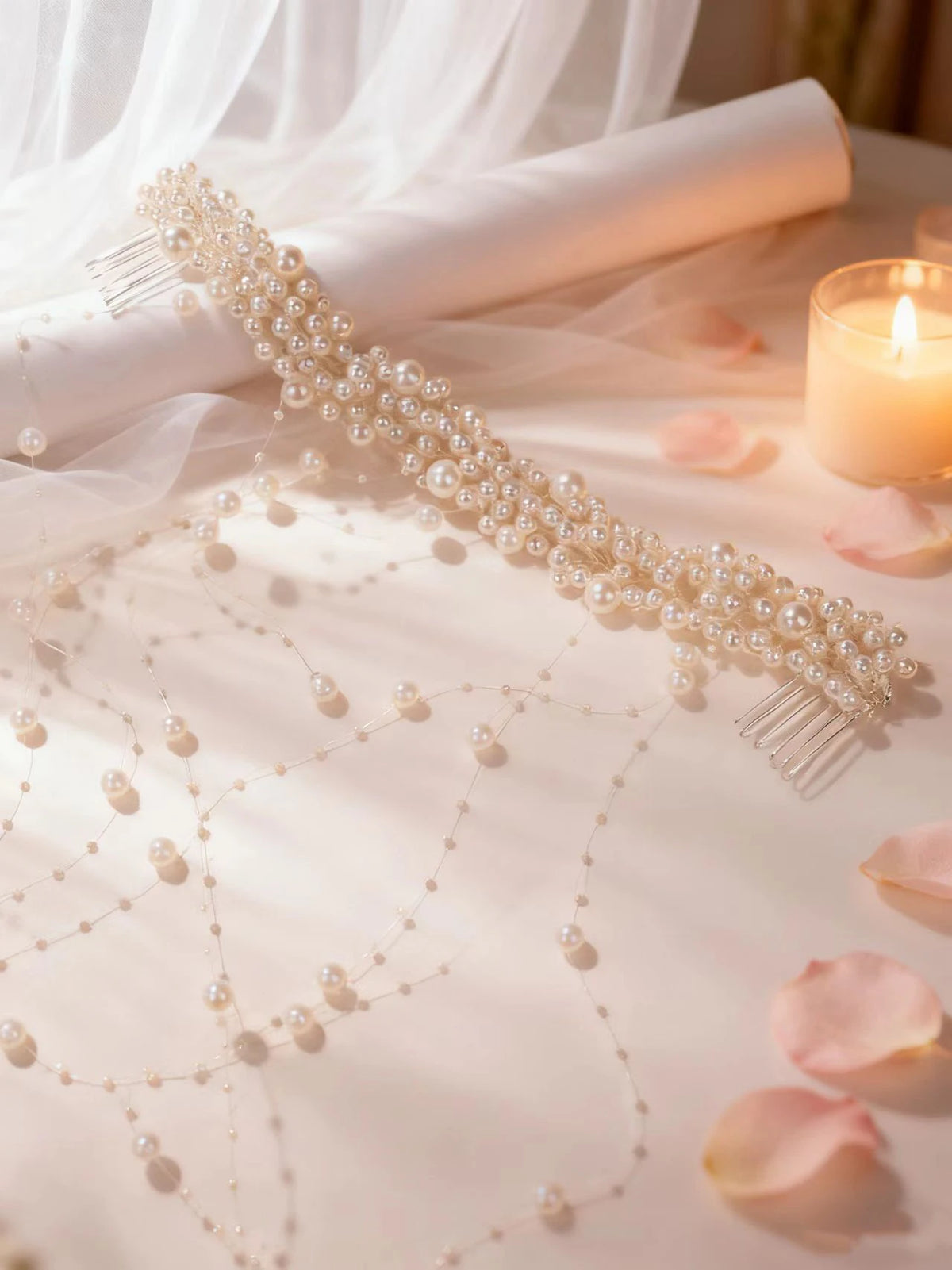 European and American Bridal New Hair Accessories, Handmade Pearl Headpieces, Tassel Combs, Wavy Hairbands, Flower Wreaths, Wedding Hair Combs, Accessories