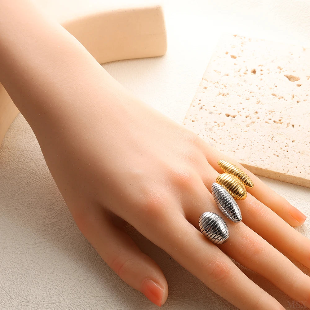 High End Waterproof Hollow Stainless Steel Finger Ring Trendy for Women Personalize Jewelry Wholesale