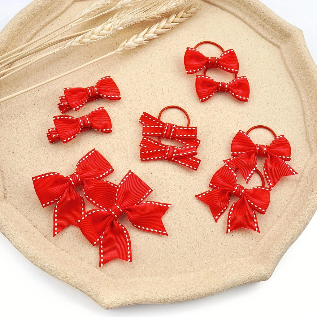 10Pcs Girls Hair Accessories Set, Cute Hair Bows Barrettes Hair Clips Hair Ties, Fashion Kids Daily School Headwear Decorations