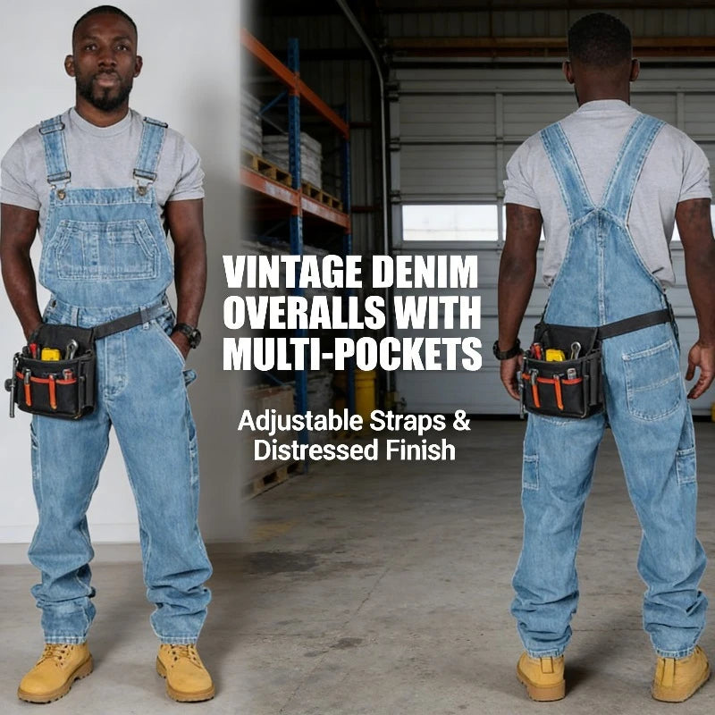 2026 Suspenders Denim Overalls Fashion Men's Jumpsuit Jeans