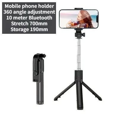 Wireless Selfie Stick with Tripod Stand and Light, Bluetooth Remote, Extendable for iPhone, Mobile Phone, Live Streaming