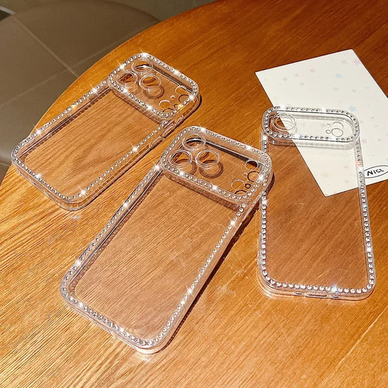 Silicone Diamond Phone Cases For iPhone 17 17Air Air 17Pro Pro Max 17ProMax ProMax Case Soft Transparent Cover Carcase Fundas