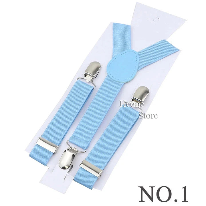 Hot Sale Suspender Bowtie Set For Men Boys Skyle Blue Royal Blue Navy Blue Elastic Adjustable Y-Back Braces Straps Accessory