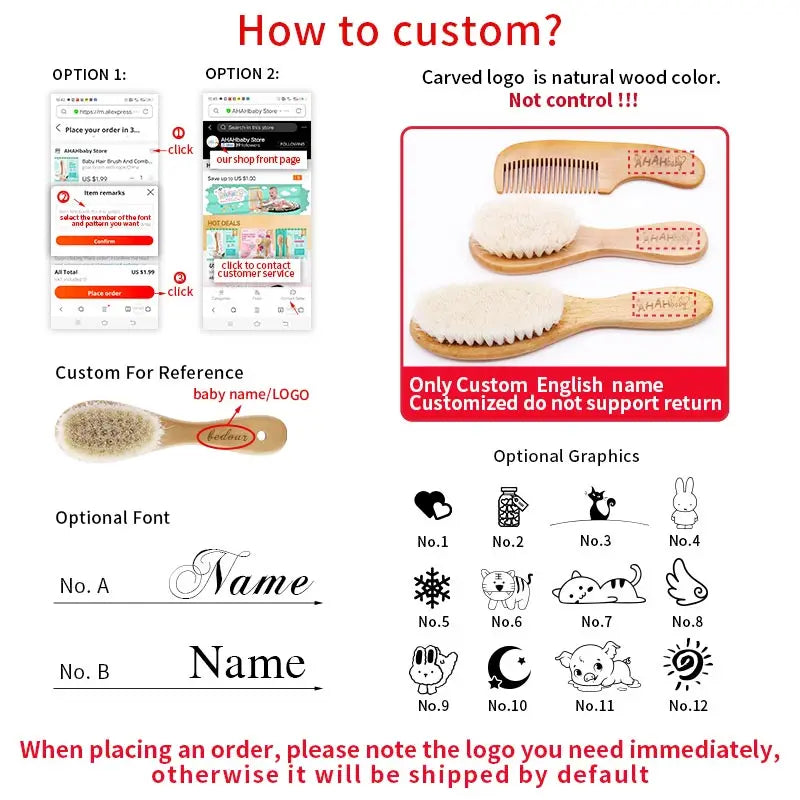 Boar Bristle Hair Brush Women Custom Name Detangling Hair Brush For Curly Hair Wooden Comb Head Scalp Massage Hair Comb