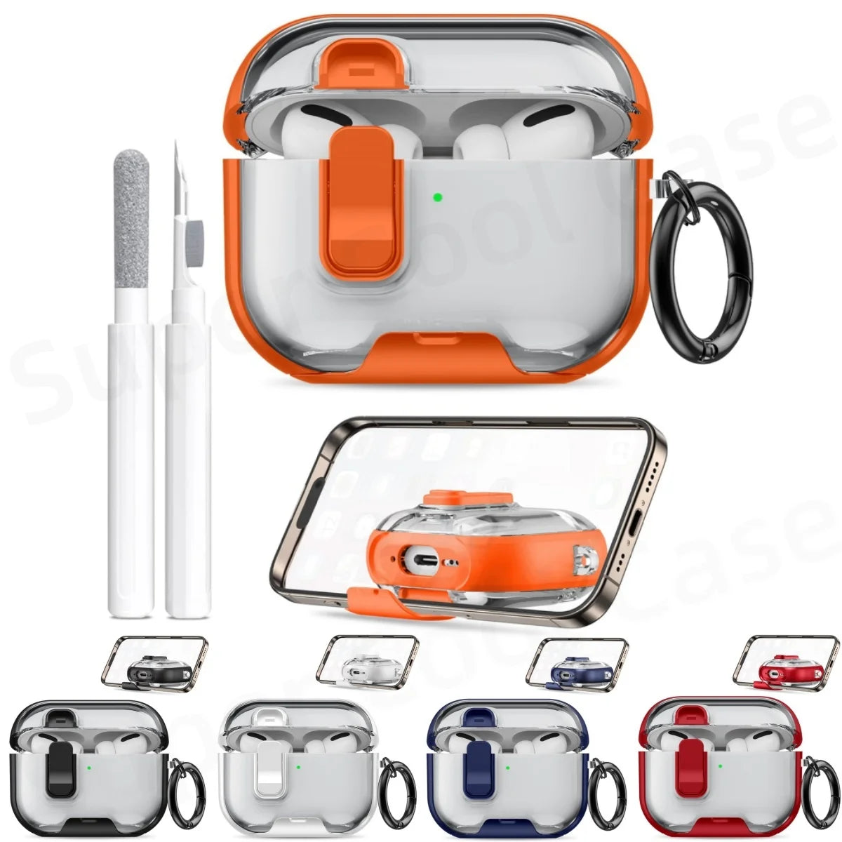 2025 for AirPods Pro 3 Case with Phone Stand&Cleaner Kit Protective Cover for AirPods Pro 3 with Keychain for Airpods Pro 3 Case