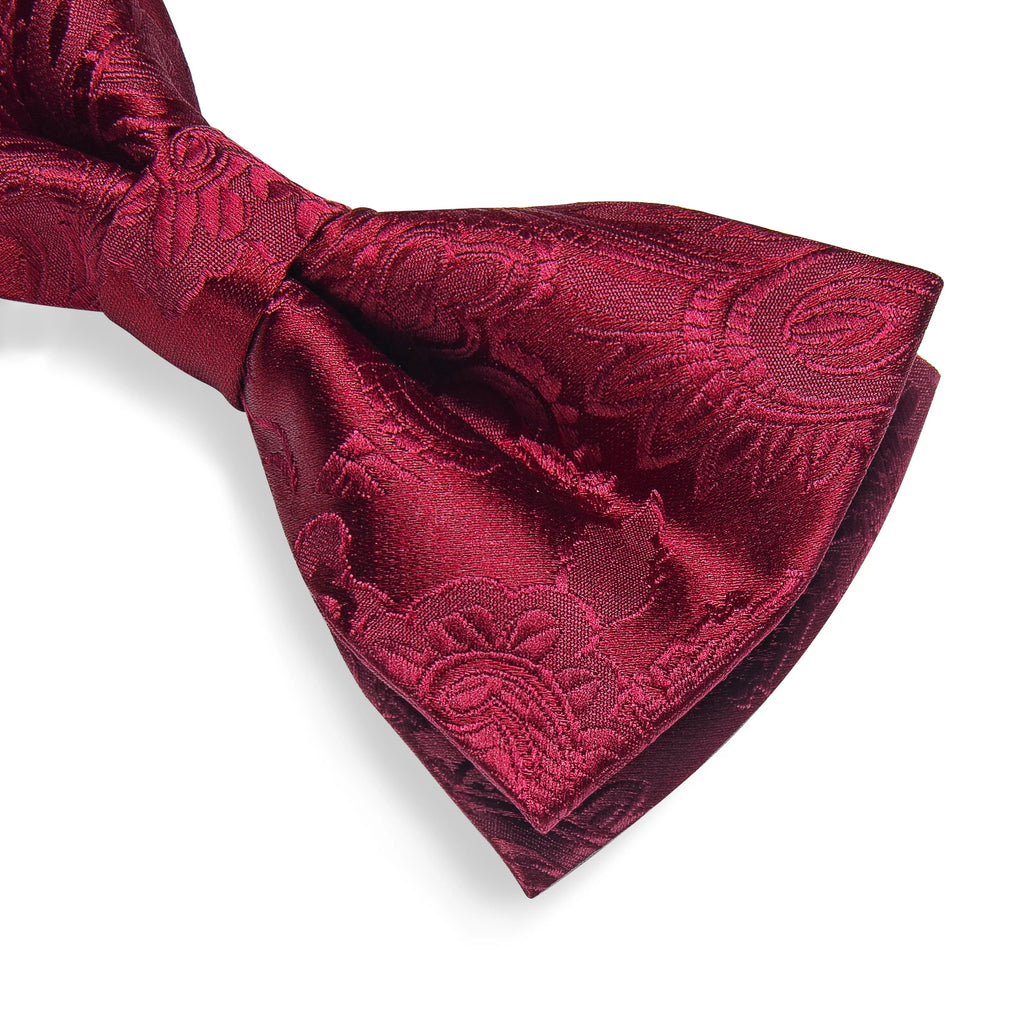 Wedding Bow Tie for Men Classic Red Pre-tied Bowtie Cufflinks Corsage Set for Party Butterfly Knot Gift Man Accessories