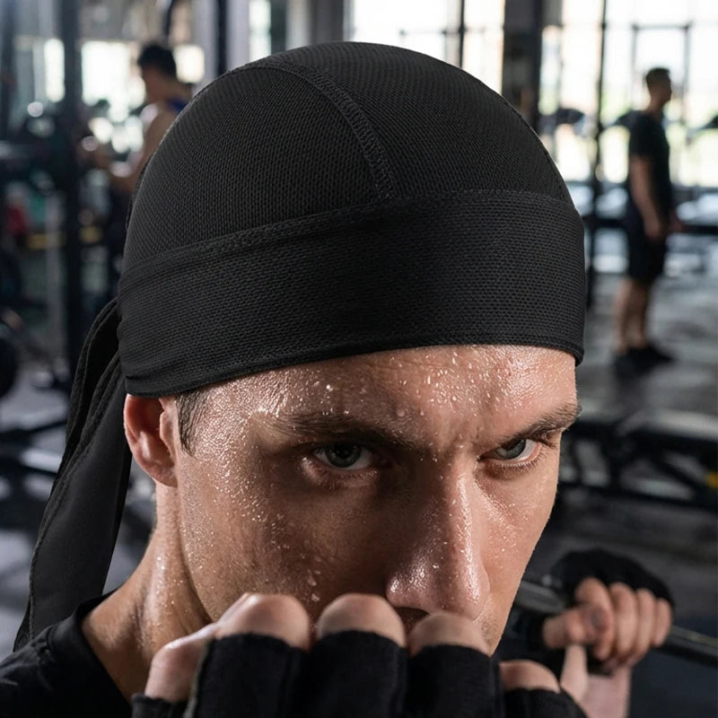 Durag for Men Cycling Pirate Hat Breathable Mesh Pirate Bandana Cap Sweat Absorbent Helmet Inner Head Cover Skull Cap for