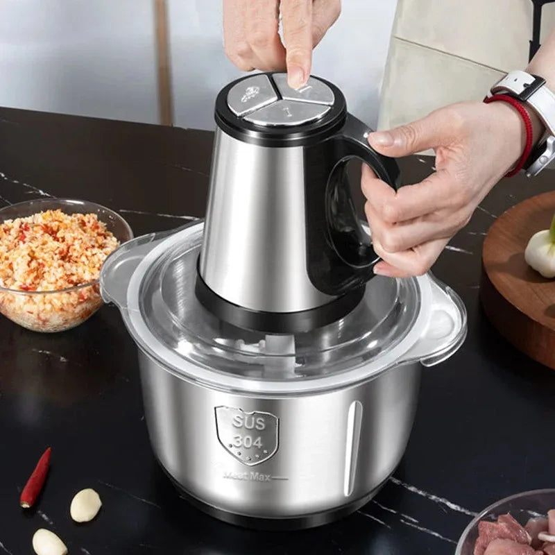 304 Stainless Steel Meat Grinder 3 Gears Adjustment 5L Electric Meat Mincer Mincing Machine Kitchen Chopper Food Processor
