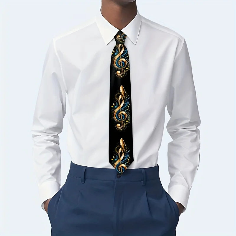 Musical Note Treble Clef Print Necktie Elegant Music Lover Gift for Birthdays Christmas Gifts Valentine'S Day Stylish Tie