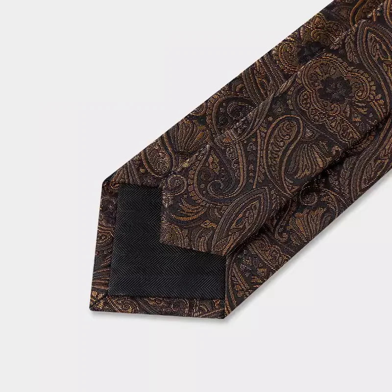 New 7CM Mens Ties Stripes Paisley Necktie Brown Color Formal Classic Business Neck Ties Jacquard Woven Necktie For Men Party