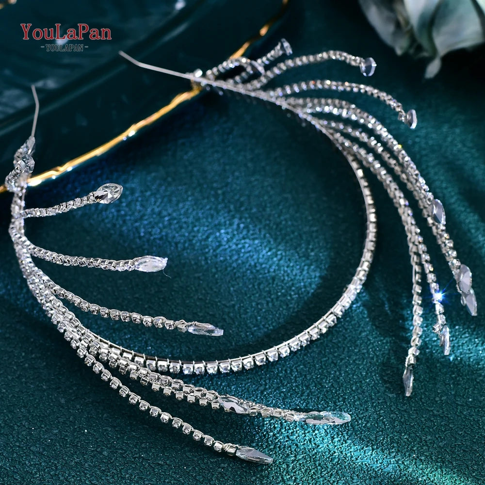 YouLaPan HP496 Rhinestone Bridal Headband Luxury Bridal Hair Accessories Woman Headpiece Wedding Hair Accessories Bride Tiara