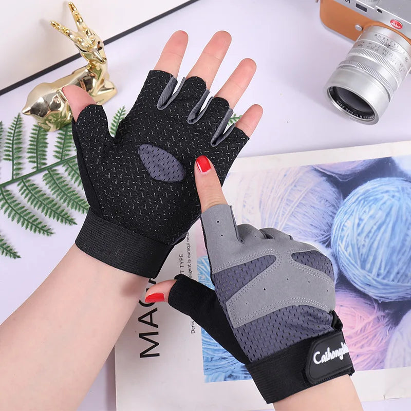 Cycling Fitness Gloves for Men Women Gym Motorcycle Summer Bicycle Fingerless Anti-slip Sports Weightlifting Breathable Gloves