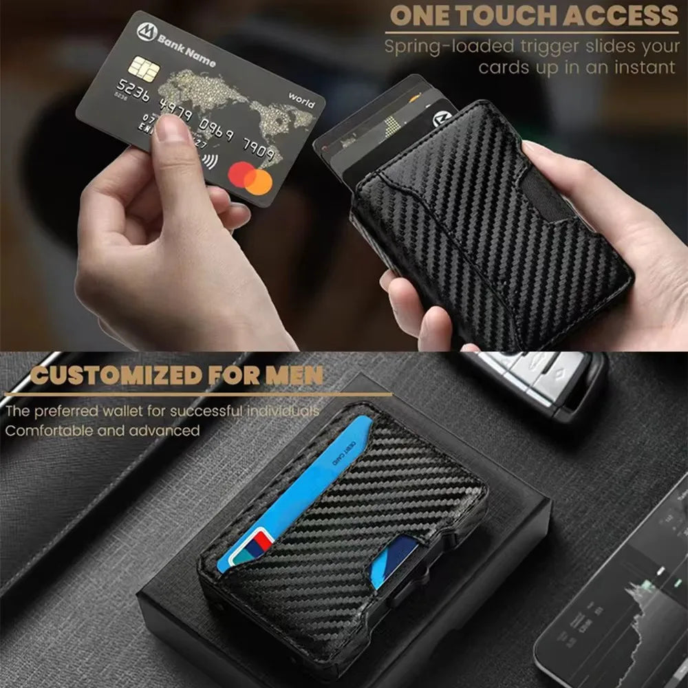 Wallet for Men,Minimalist Slim Mens Wallet with Money Clip,RFID Blocking Smart Pop Up Card Wallet,Metal Credit Card Holder