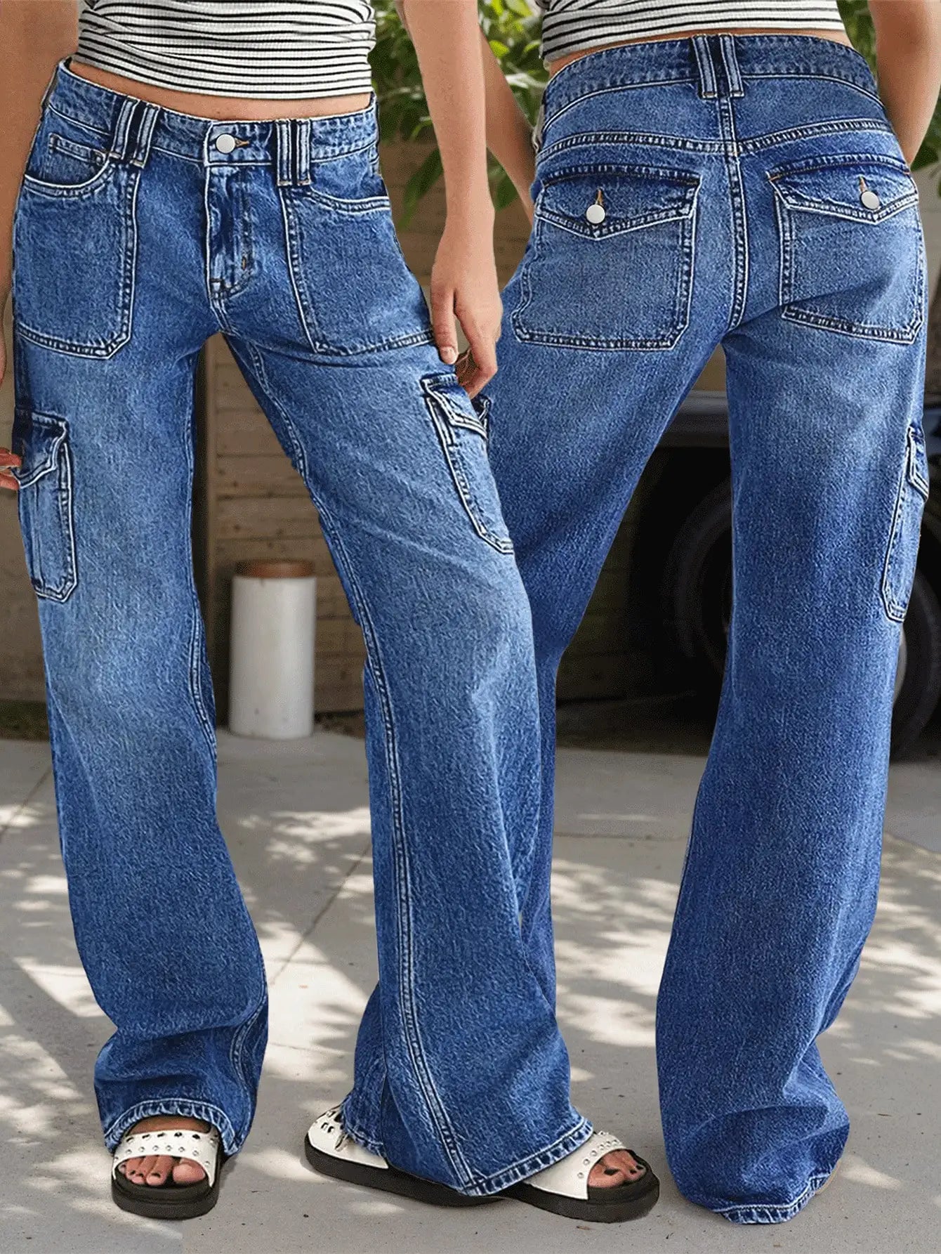 Women's Jeans Work Pants - Multi-Pocket Straight Leg Jeans for Ultimate Comfort and Style