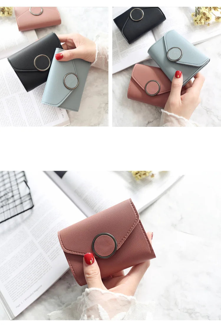 Wholesale Women Wallet Three Fold 0 Letter Lady Student Purse Cute Fashion Wallet Credit Card Bank Card Bus Card Purse Gifts