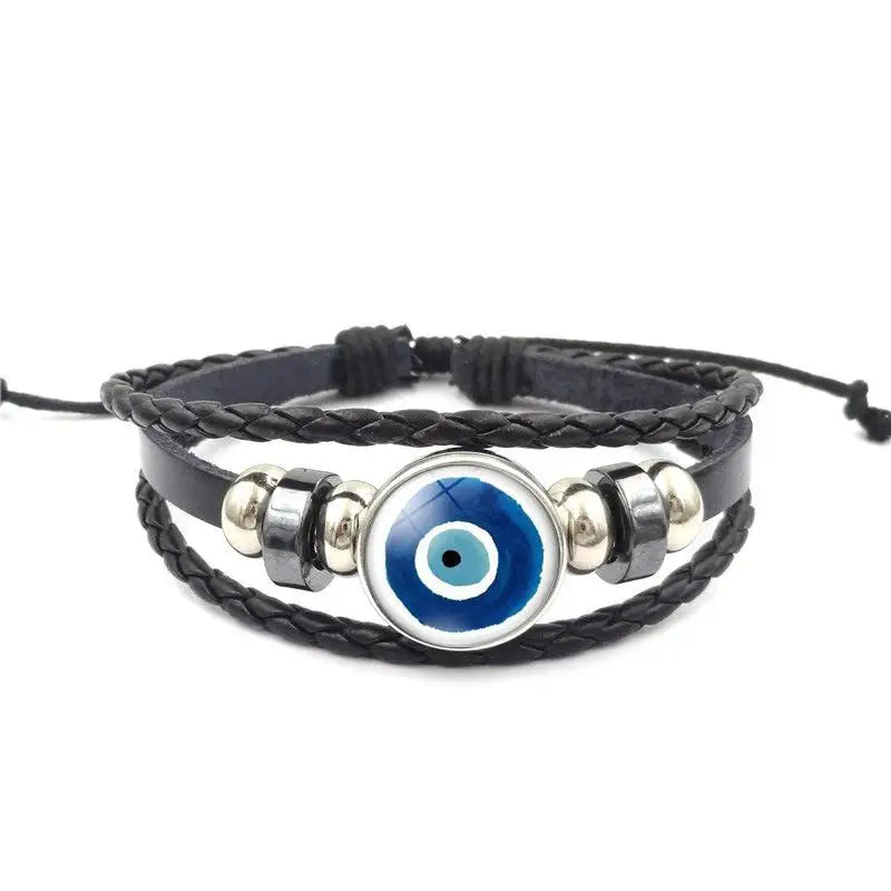 Leather Bracelet Handmade Woven Multilayer Boho Vintage Unisex Adjustable Fashion Jewelry Gift for Him Her