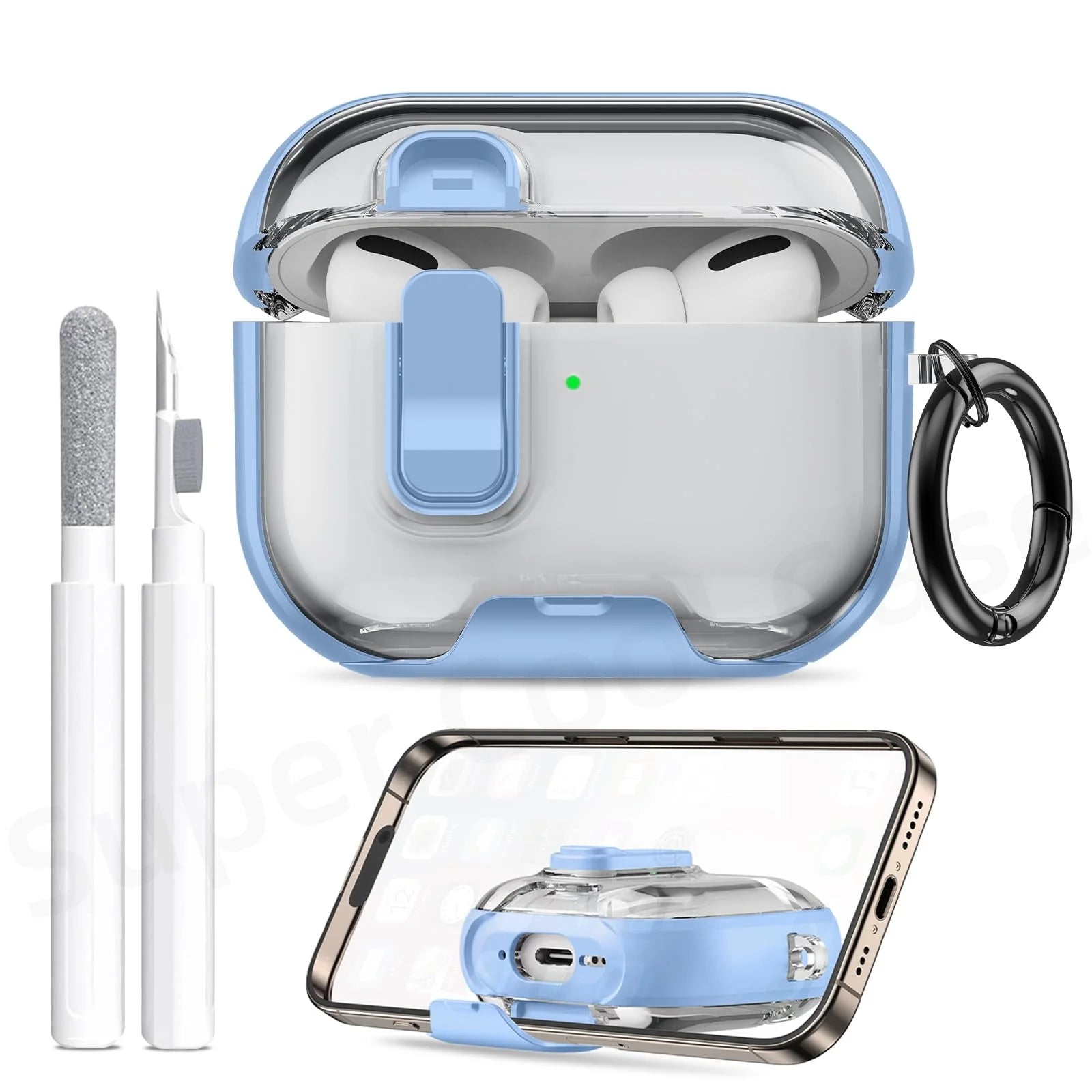 2025 for AirPods Pro 3 Case with Phone Stand&Cleaner Kit Protective Cover for AirPods Pro 3 with Keychain for Airpods Pro 3 Case