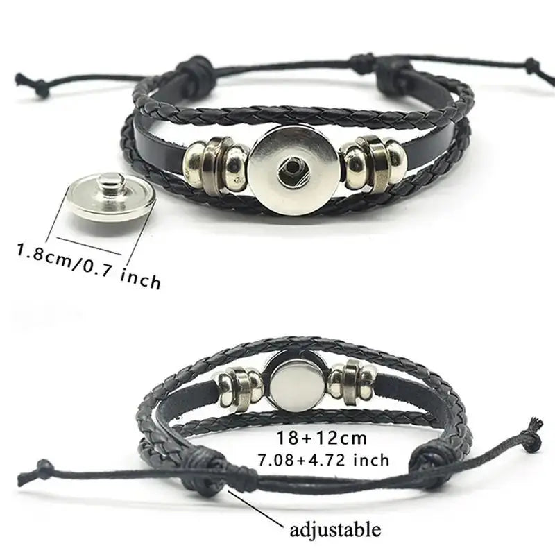Leather Bracelet Handmade Woven Multilayer Boho Vintage Unisex Adjustable Fashion Jewelry Gift for Him Her