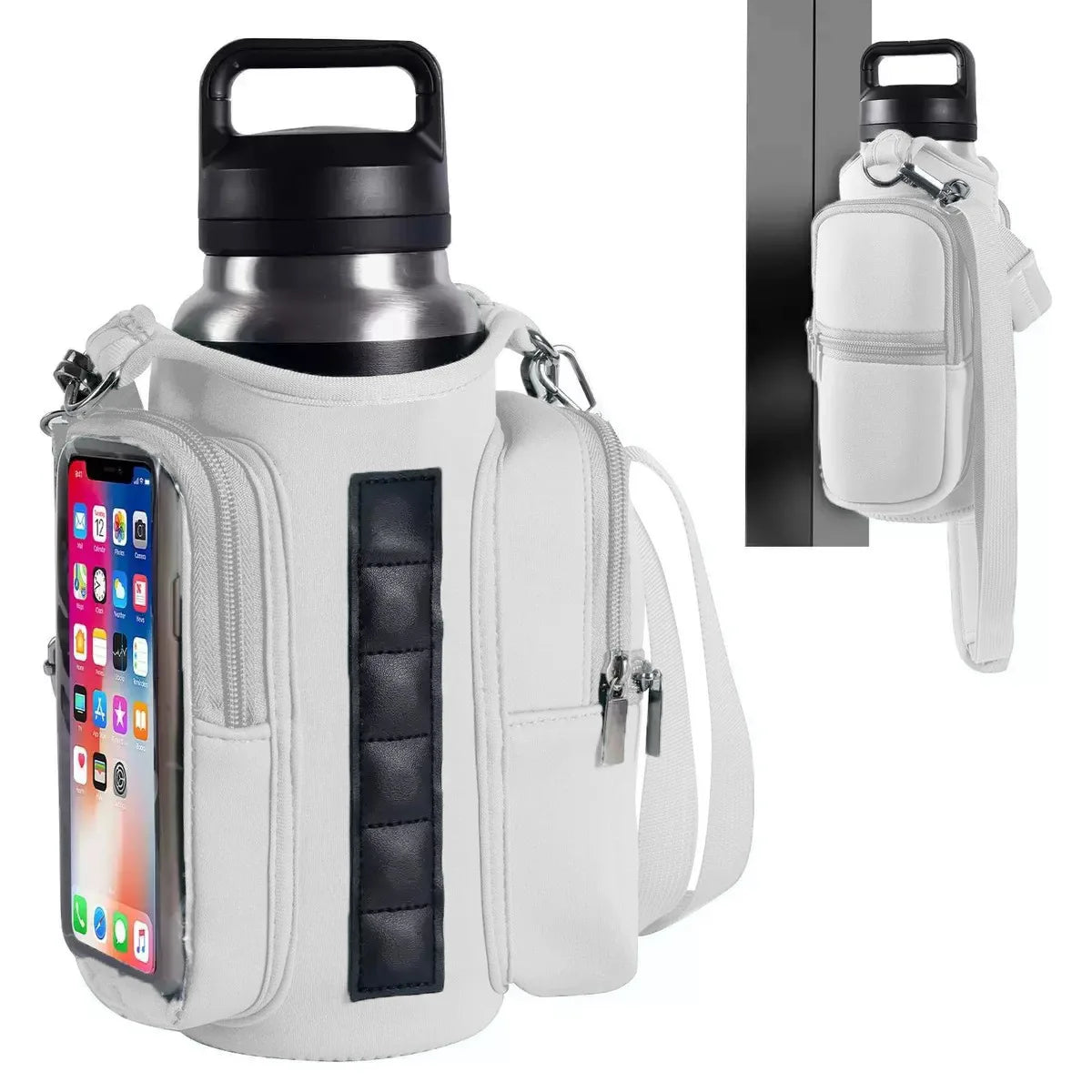 Magnetic Water Bottle Holder Gym Bag With Phone Pocket Hands Free Workout Carrier Adjustable Strap Fitness Accessories Workout