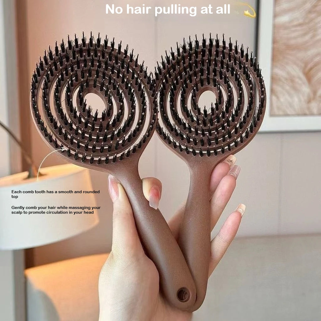 Boar Bristle Detangling Hair Brush Women Scalp Massage Comb Hollow Out Wet Curly Hair Comb Barber Hairdressing Styling Tools