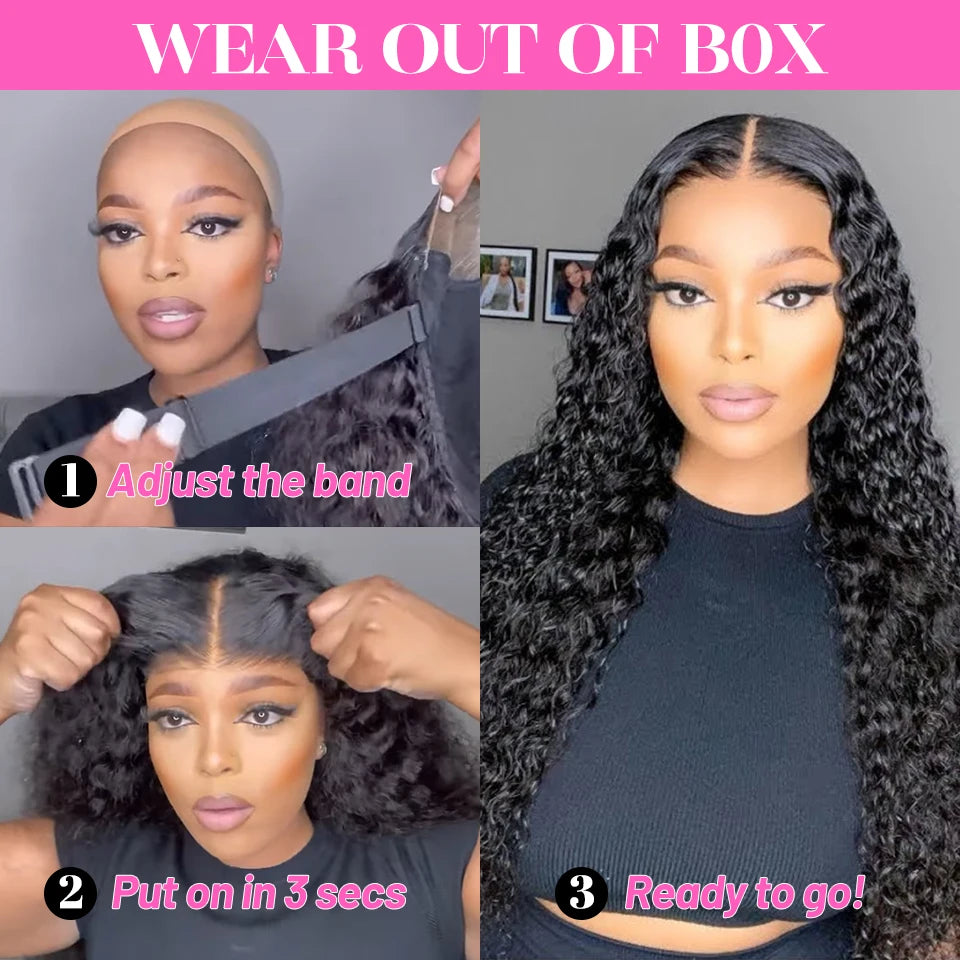 Wear Go Wig ISEE Hair Mongolian Water Wave 7x5 Glueless Preplucked Human Wigs Ready To Go Pre Cut Lace Easy Install HD Lace Wigs