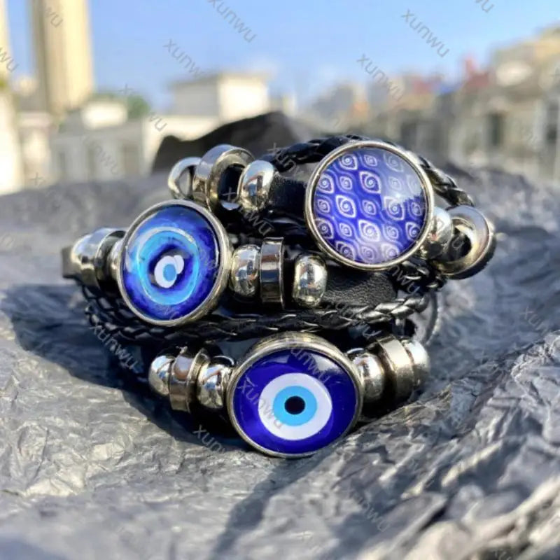 Leather Bracelet Handmade Woven Multilayer Boho Vintage Unisex Adjustable Fashion Jewelry Gift for Him Her