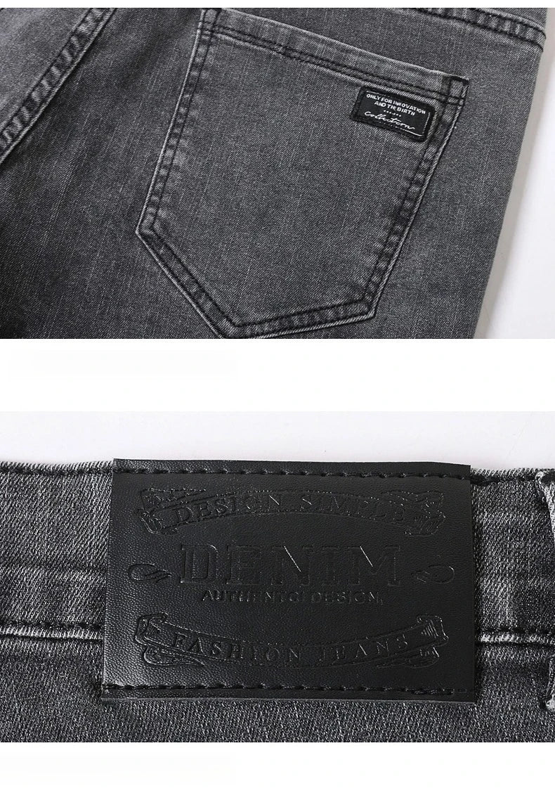 Men's New Stretch Straight Jeans Business Versatile Trendy Youth Casual Regular Long Pants for Spring Autumn Male Denim Trousers