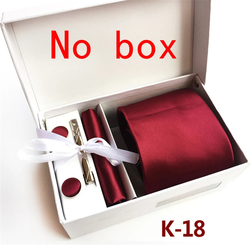 tie set for men gift box for men gravata luxury designer brand 8 cm Jacquard Necktie Pocket Square Clip cufflinks