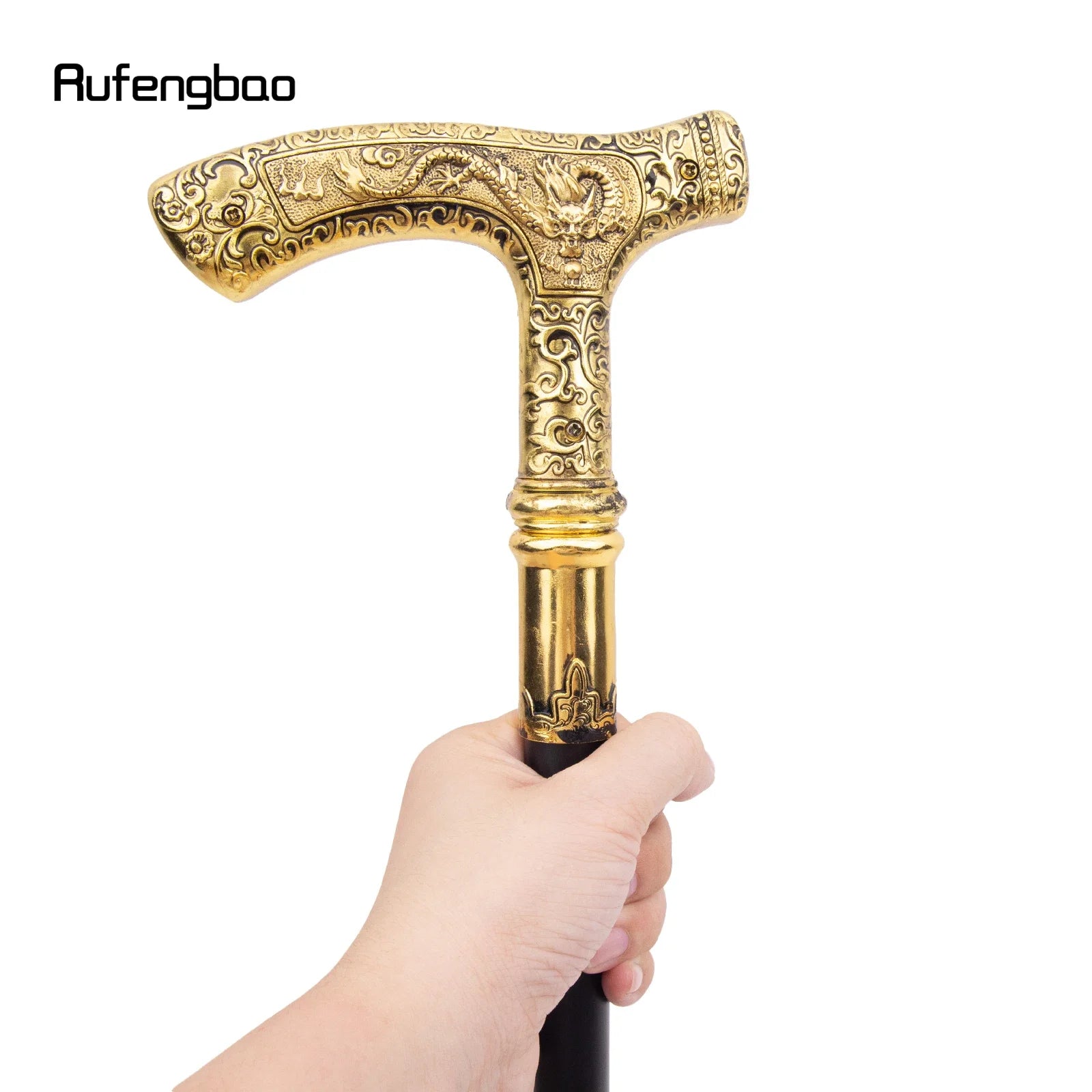 Golden Dragon Luxury Pattern Walking Stick Party Fashion Elegant Walking Stick Decorative Cospaly Cane Knob Crosier 89cm