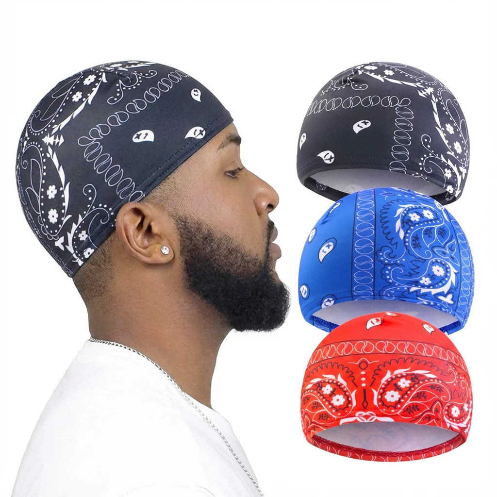 3PCS/LOT New paisley Wave Caps Thick Silky Breathable Dome Elastic Mesh Wig Cap Men Outdoor Wave Caps
