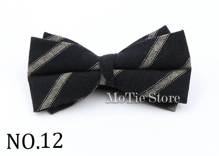 Cotton Double Layer Bowtie For Men Casual Bow Tie Adult Bow Ties Cravats Male Plaid Bow knot For Party Wedding Striped Butterfly