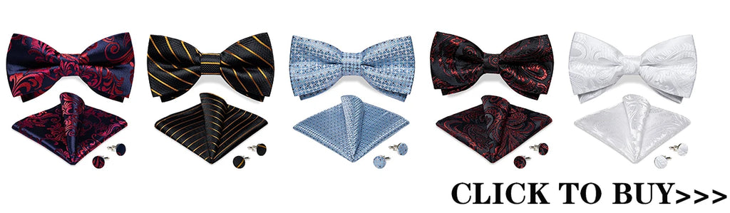 Wedding Bow Tie for Men Classic Red Pre-tied Bowtie Cufflinks Corsage Set for Party Butterfly Knot Gift Man Accessories