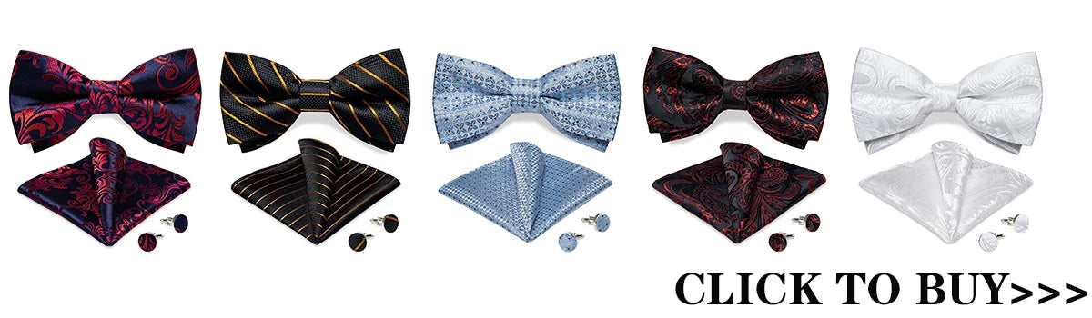 Wedding Bow Tie for Men Classic Red Pre-tied Bowtie Cufflinks Corsage Set for Party Butterfly Knot Gift Man Accessories