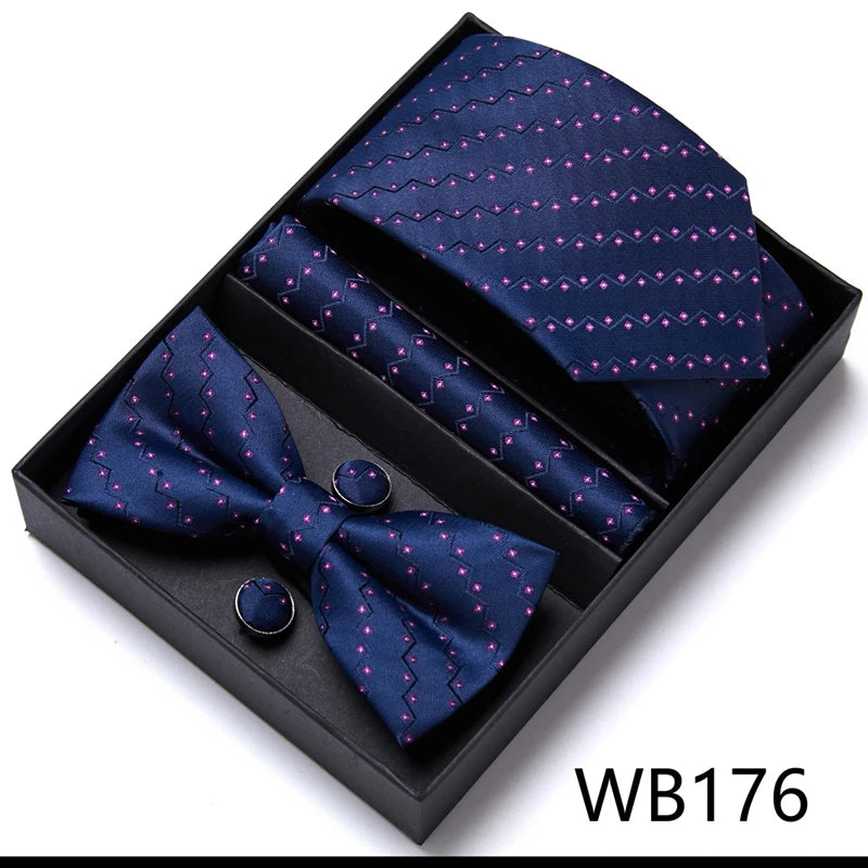 Tie For Men Formal Dress Tuxedo NeckTie Handkerchief Bow Tie Set PlaisyParty Groom Wedding Butterfly Bowtie In Box