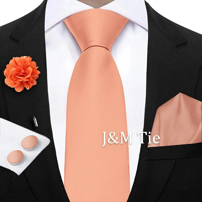 Women & Men Ties Solid NeckTie Pocket Square Brooch Set Men's Wedding Pink Blue Purple Tie Suit Accessories Fit Group Holiday Party