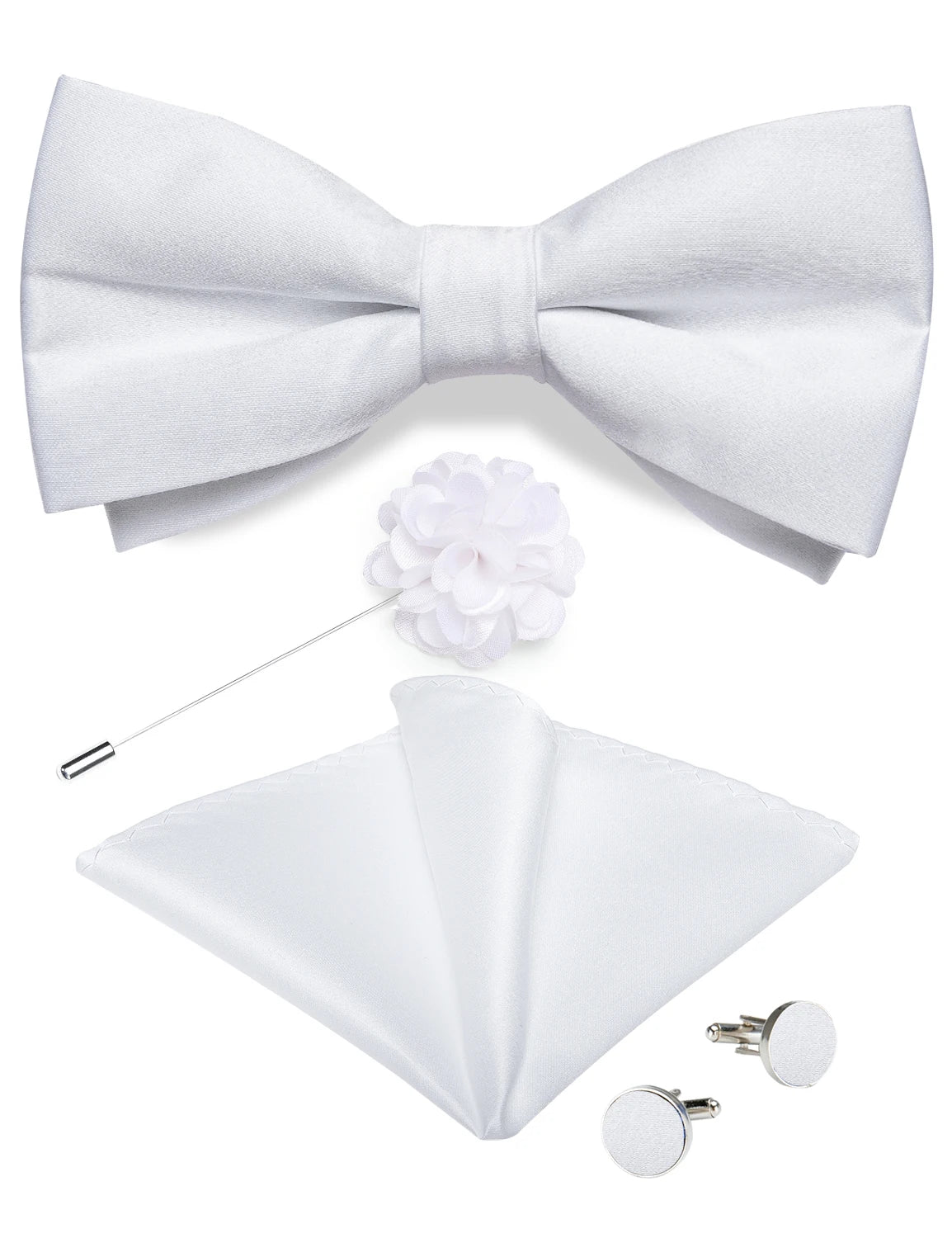 Wedding Bow Tie for Men Classic Red Pre-tied Bowtie Cufflinks Corsage Set for Party Butterfly Knot Gift Man Accessories