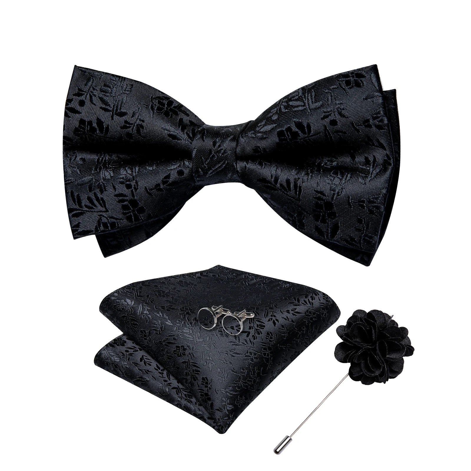 Wedding Bow Tie for Men Classic Red Pre-tied Bowtie Cufflinks Corsage Set for Party Butterfly Knot Gift Man Accessories