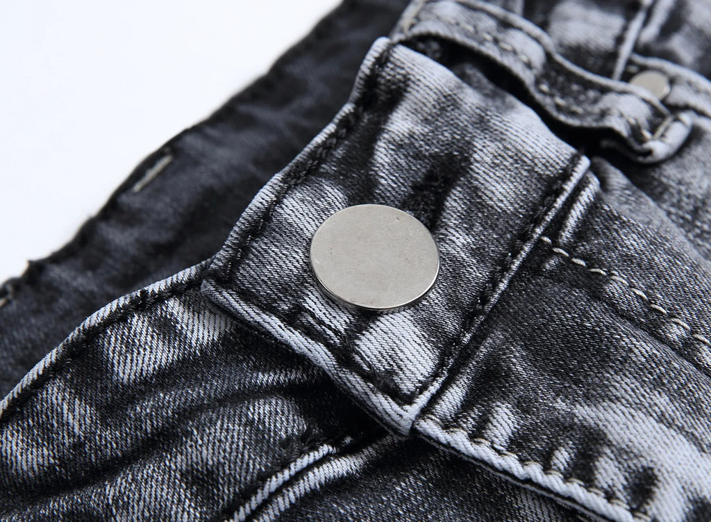 New 2026 Men's Grey Jeans Pants Fashion Casual Slim Fit Small Feet Long Pants Trend Versatile Stretch Denim Trousers for Men