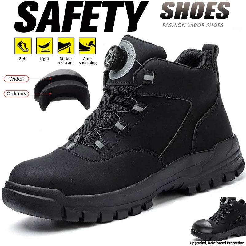 Puncture-Proof Indestructible Construction Shoes Rotating Button Safety Shoes Work Boots For Men Shoes Steel Toe Work Sneakers