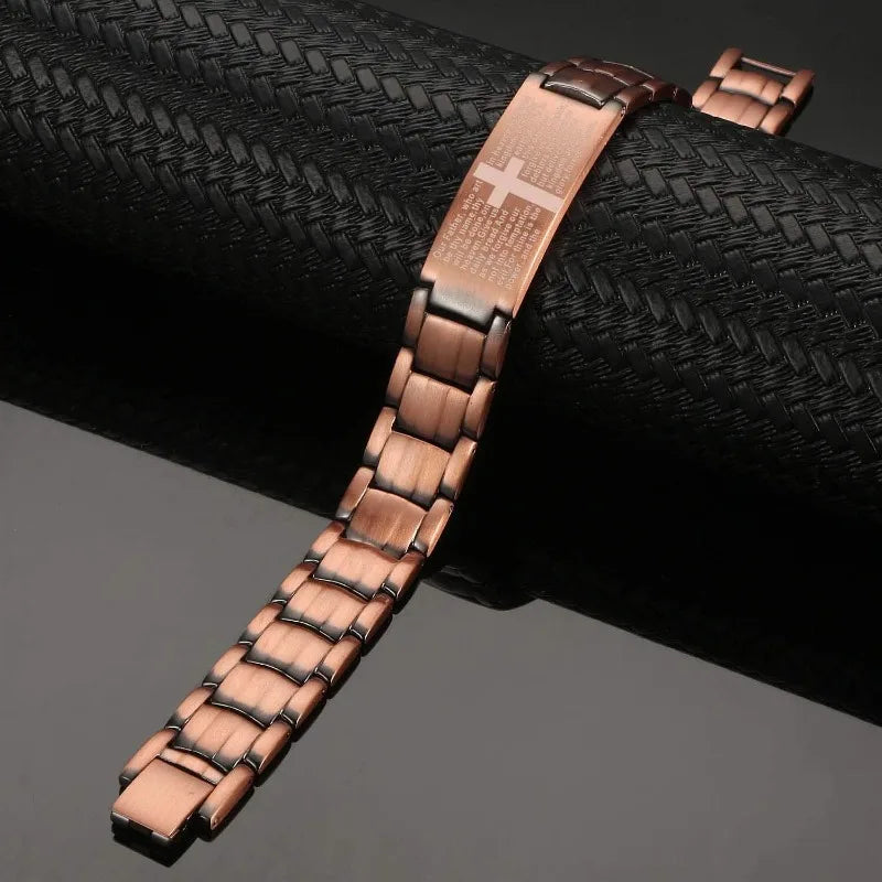 Pure Copper Bracelet for Men, Cross Copper Magnetic Bracelet with Ultra Strength Magnets, Adjustable Jewelry Box Christmas Gifts