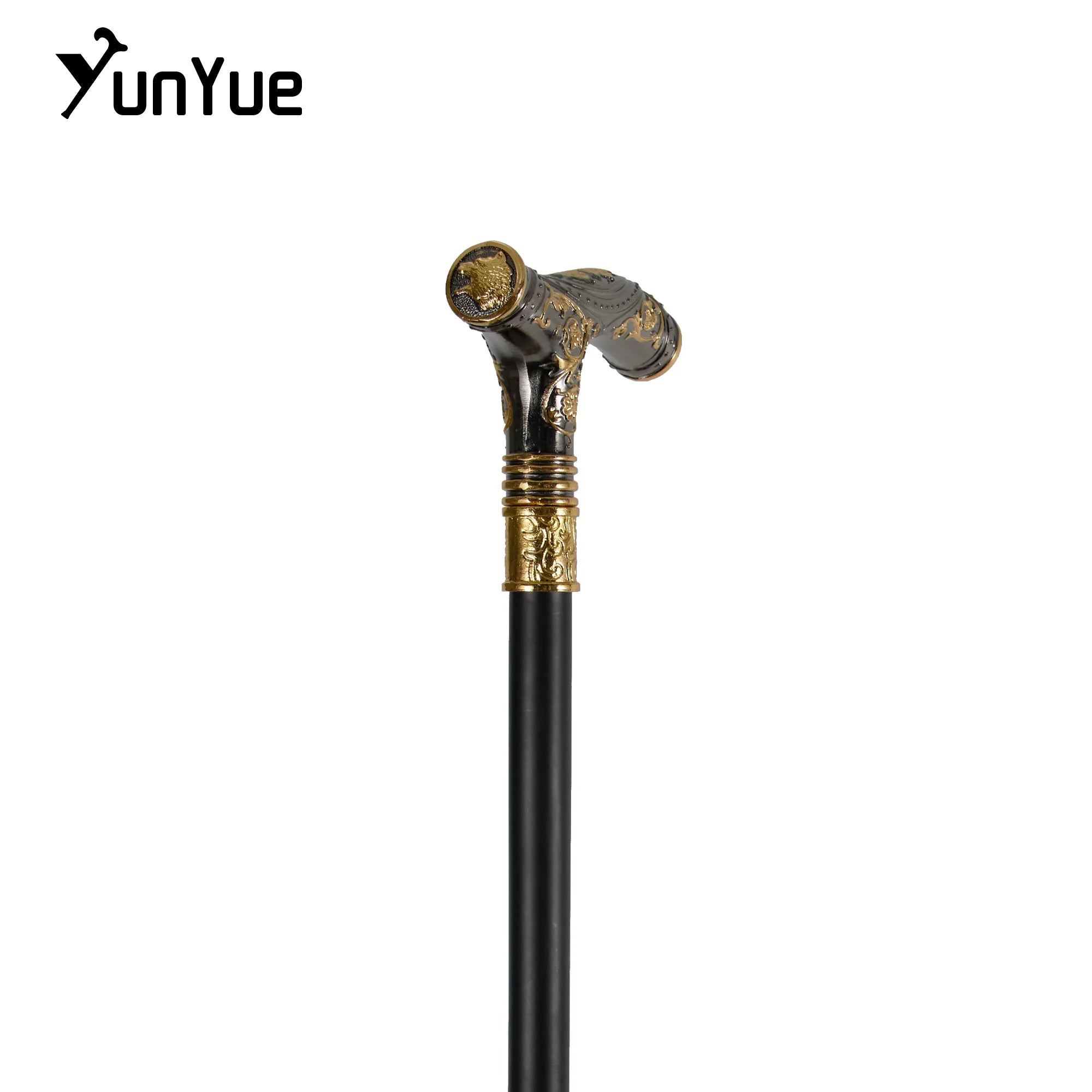 Black Gold Bears Metals Carving Walking Cane Gentleman Collections Fashion Elegant Walking Stick Cosplay Film Props Party Cane