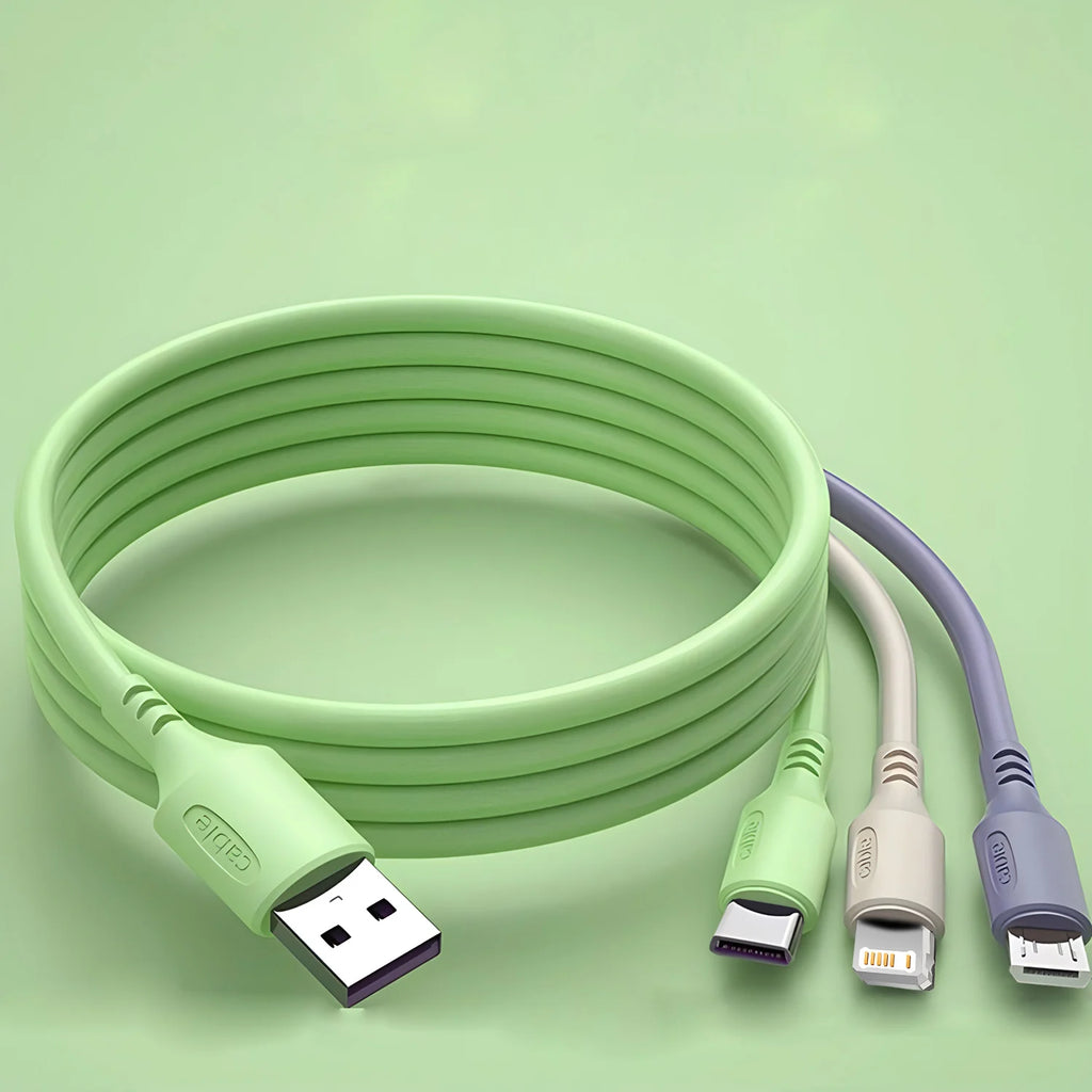 3 In 1 Fast Charging Cable For iPhone15 14 13 12 11 X Pro Max Micro USB Type-C Phone Charger USBC Data Cable