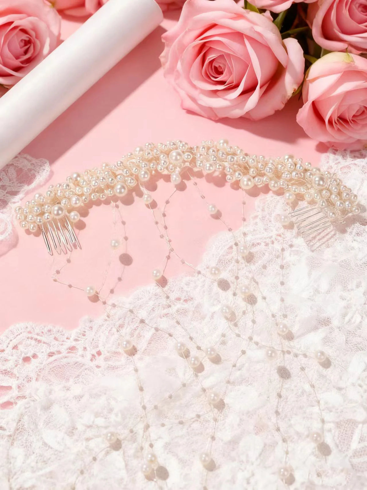 European and American Bridal New Hair Accessories, Handmade Pearl Headpieces, Tassel Combs, Wavy Hairbands, Flower Wreaths, Wedding Hair Combs, Accessories
