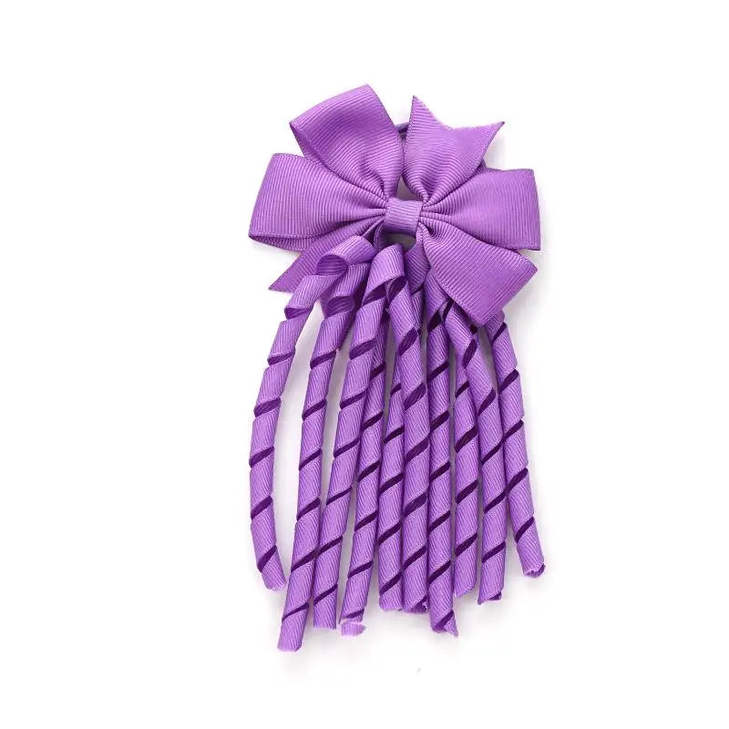 European And American Children's Hair Accessories Cheerleading Stage Streamers Curling Tassel Swallowtail Bow Rubber Band Hair