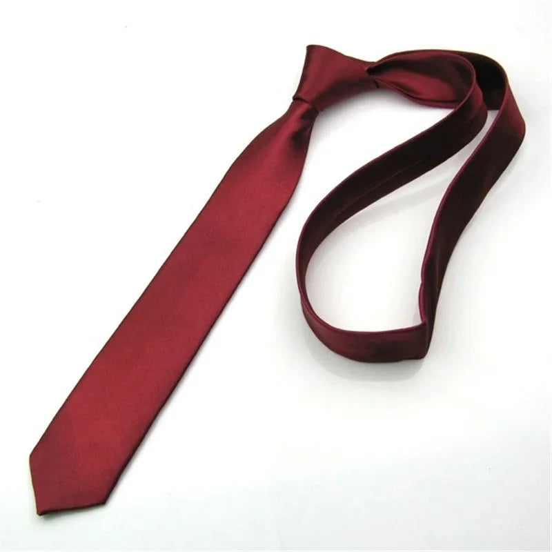 Solid Color Fashion Necktie 5CM Skinny Slim Narrow Ties for Man Black Red Blue Patterns Necktie For  Woman JK Necktie