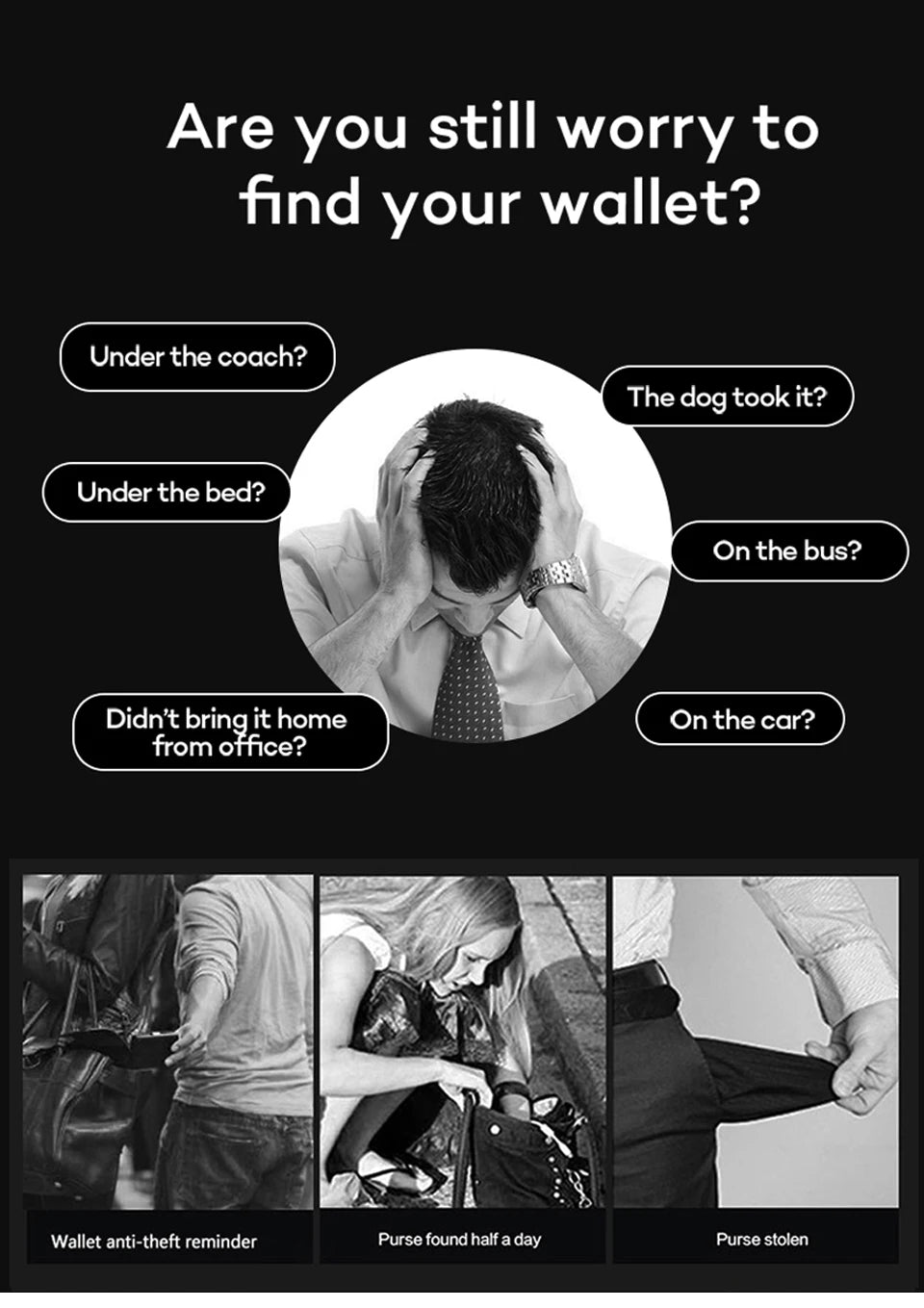 Wallet with Tracker Men Wallet anti Loss Android Magsafe Cüzdan Metal Cartera GPS Finder Boy Gift  smart wallet  with camera