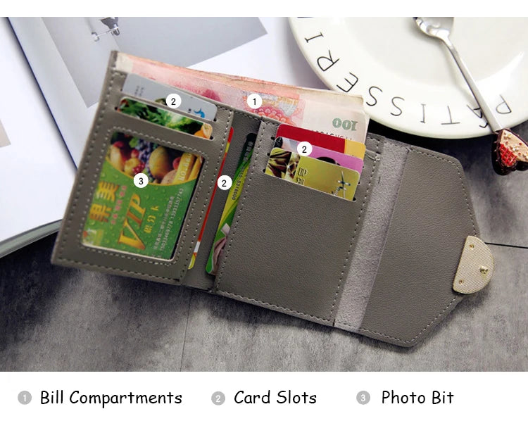 Wholesale Women Wallet Three Fold 0 Letter Lady Student Purse Cute Fashion Wallet Credit Card Bank Card Bus Card Purse Gifts